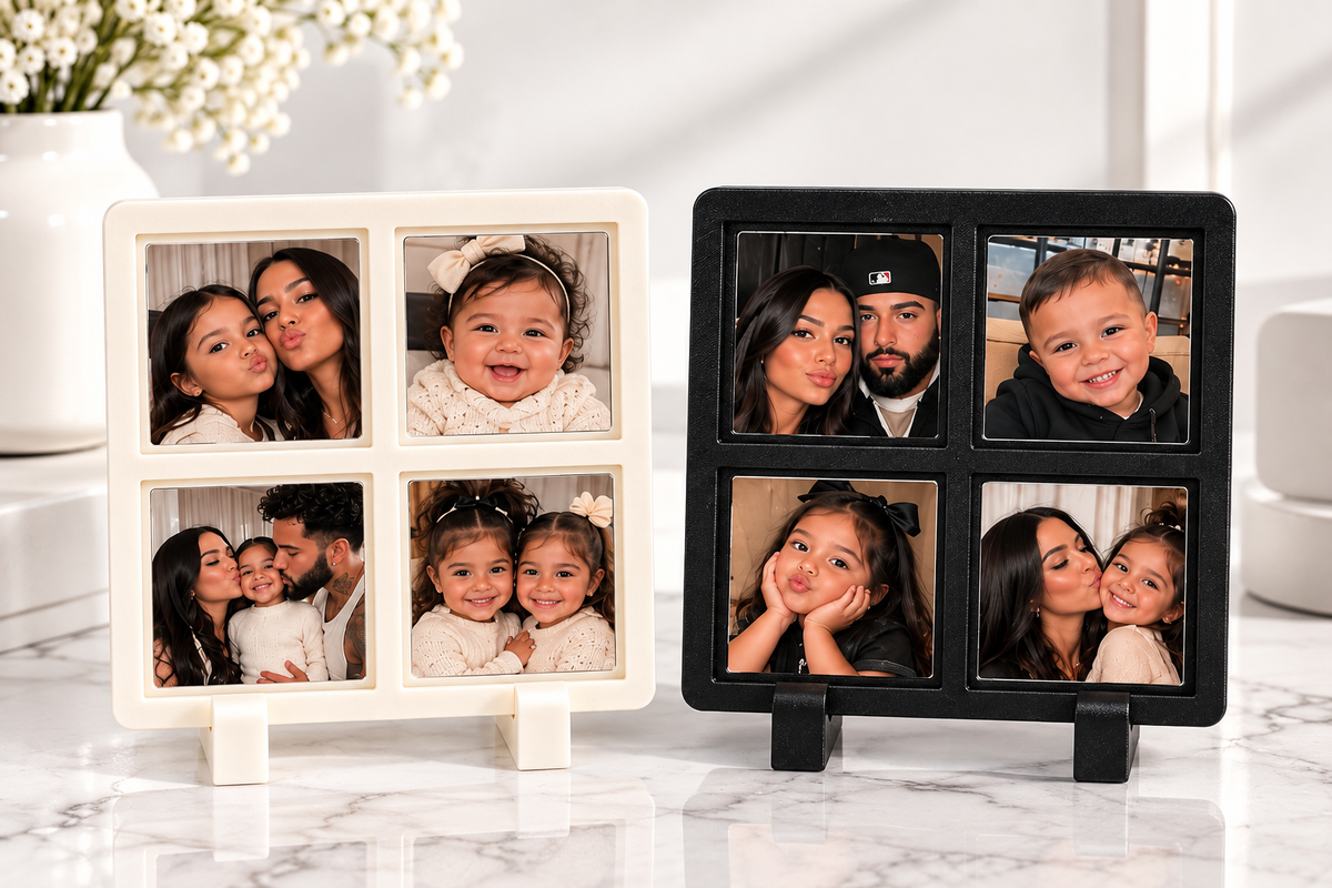 Custom 2x2 Photo Frame Magnet – Holds 4 Favorite Memories | Black or White